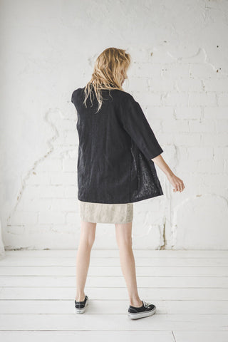 Linen Shirt Jacket with Pockets Old Linen Mill 