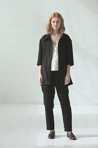 Linen Shirt Jacket with Pockets Old Linen Mill 