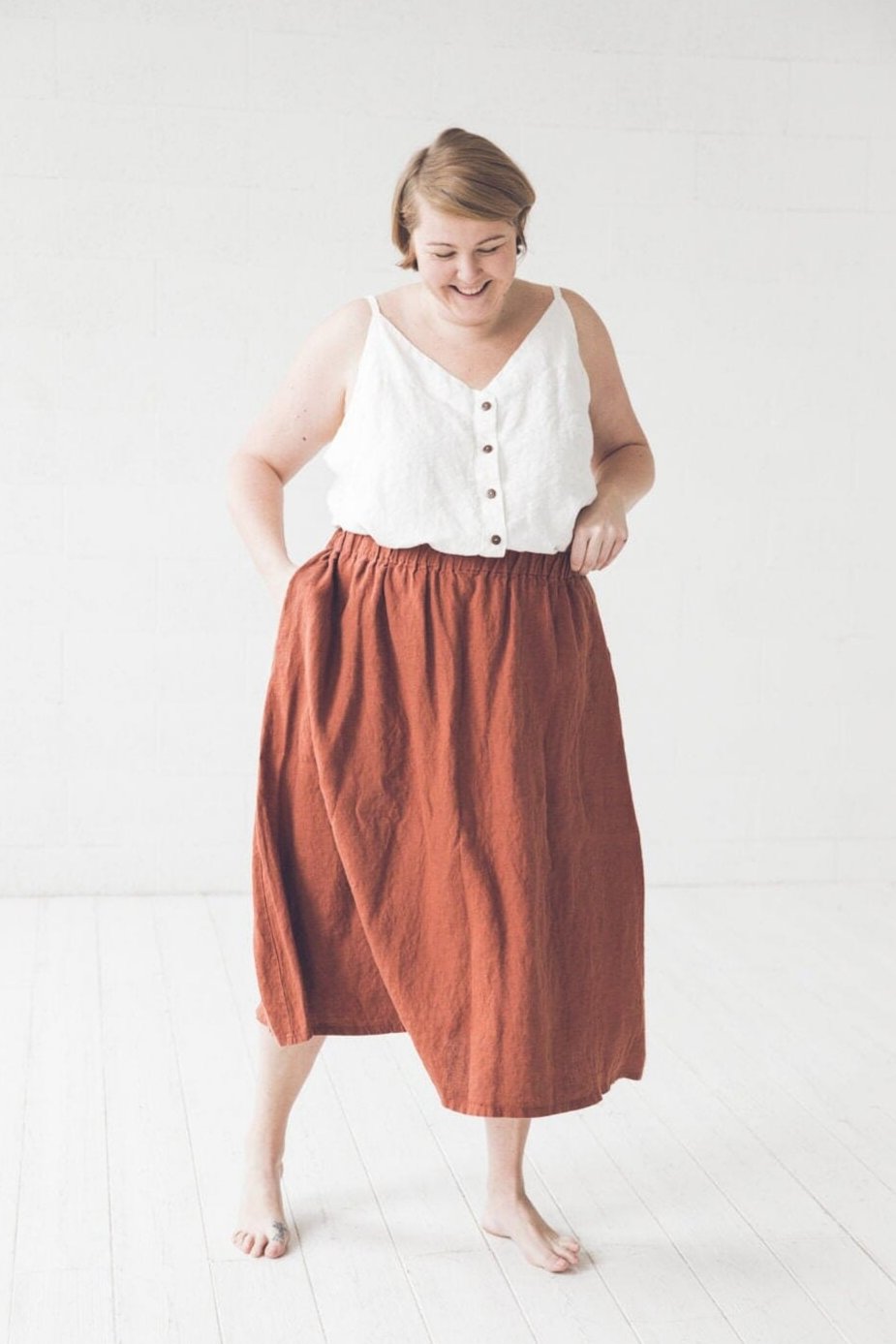 Linen Skirt with Pockets•ÈÀ Old Linen Mill 