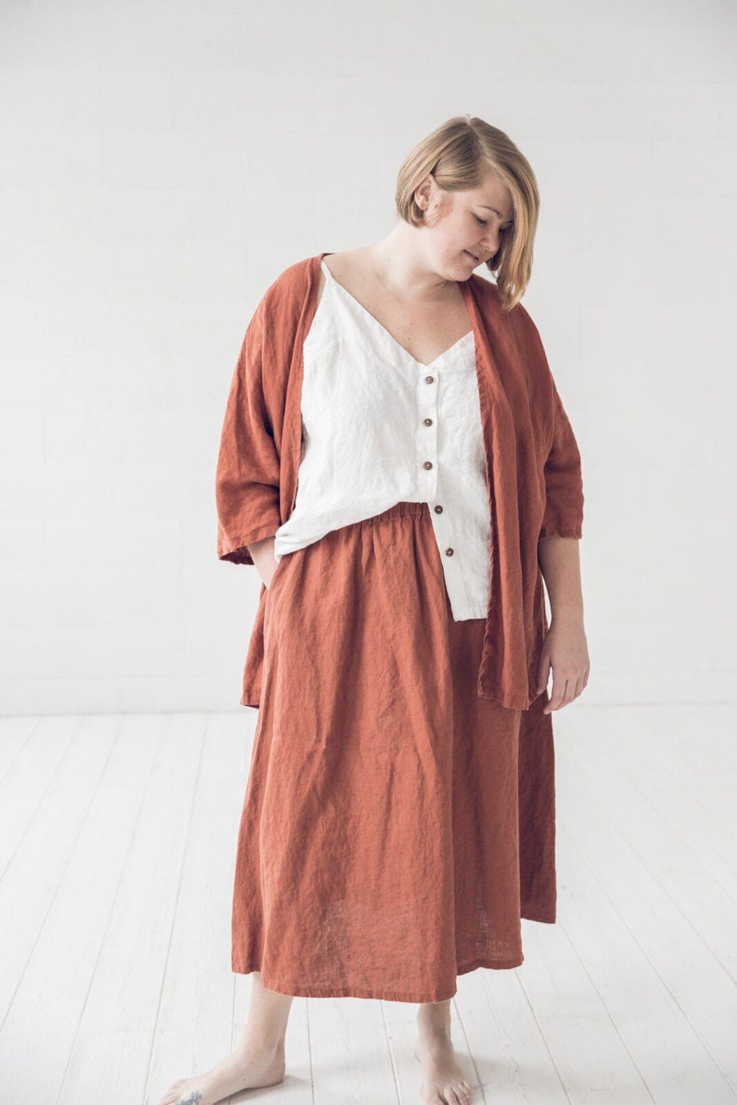 Linen Skirt with Pockets•ÈÀ Old Linen Mill 