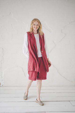 Linen Sleeveless Cardigan With Belt 249 Old Linen Mill