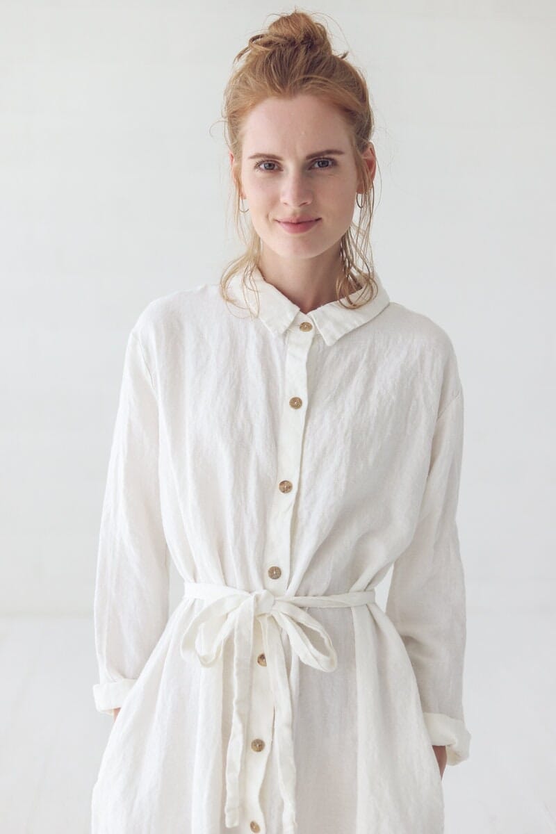 Linen Soft Long Dress with Belt Old Linen Mill 