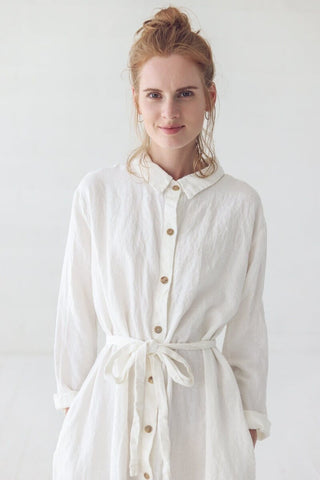 Linen Soft Long Dress with Belt Old Linen Mill 