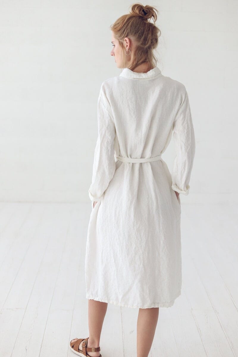Linen Soft Long Dress with Belt Old Linen Mill 