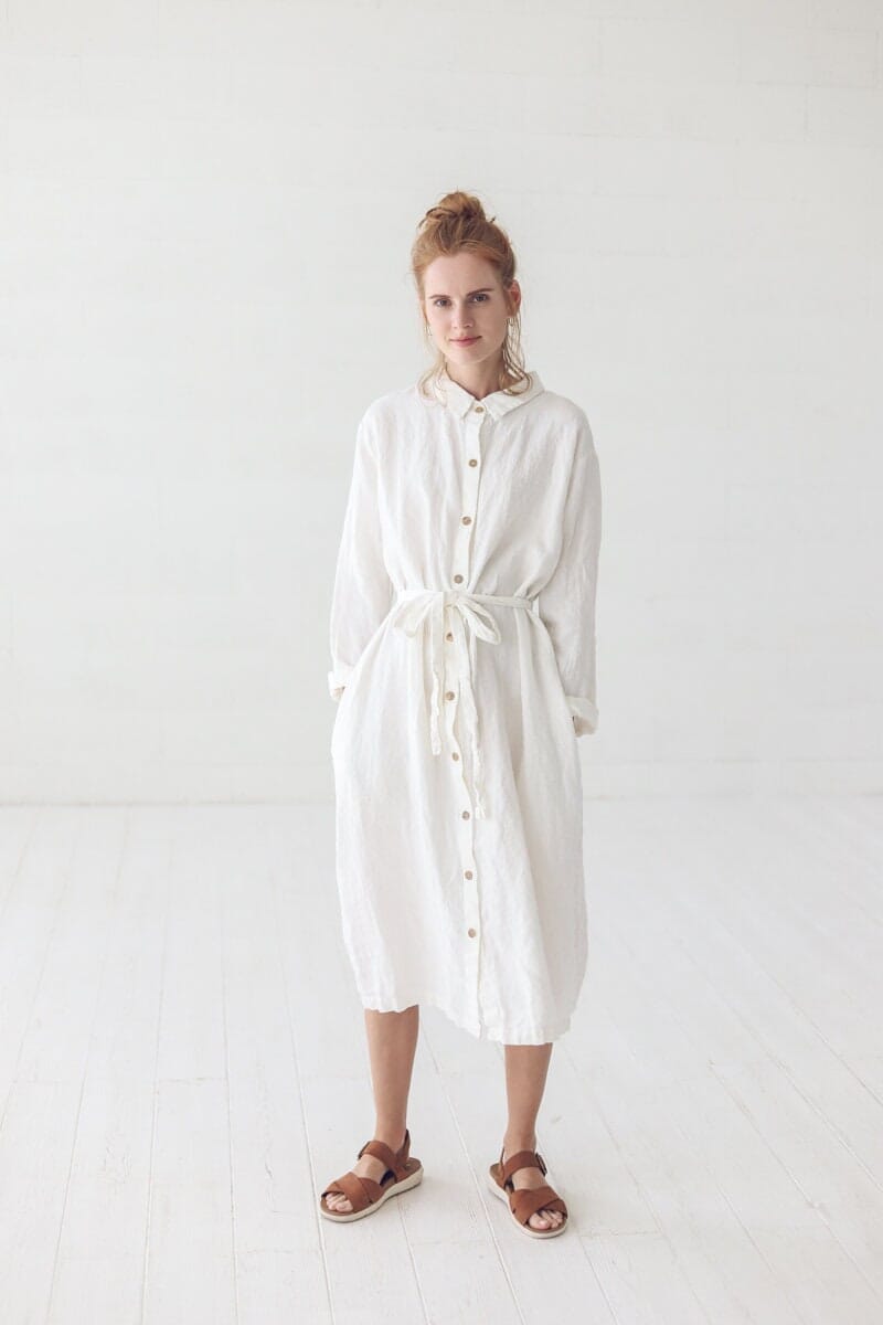 Linen Soft Long Dress with Belt Old Linen Mill 