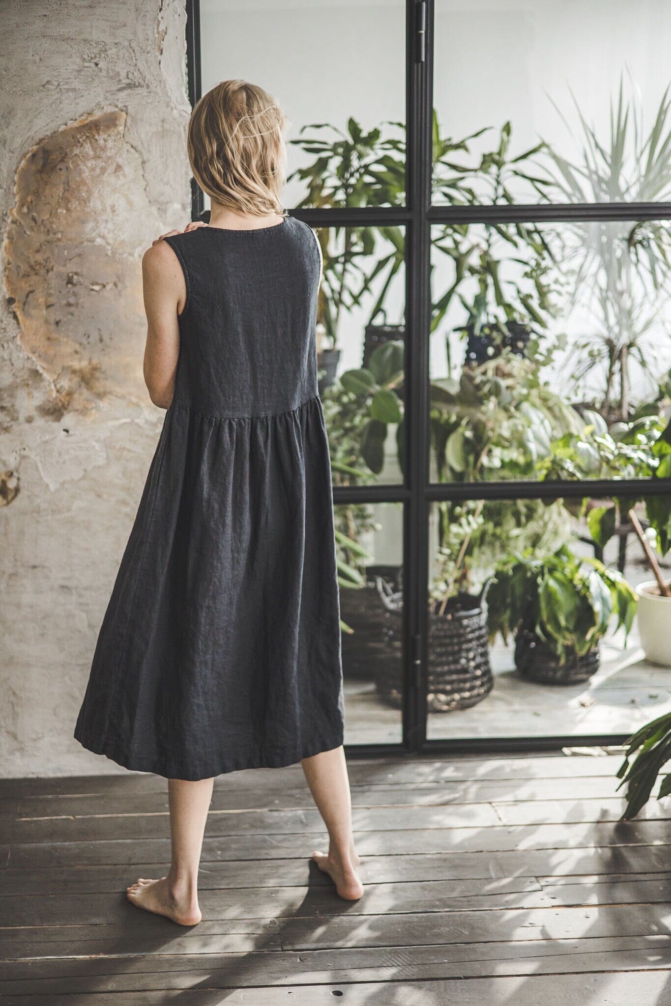 Linen Summer Dress Front Buttons Old Linen Mill 