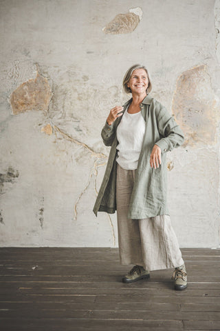 Linen Summer Pants Old Linen Mill Small Grey Checks XS/S 