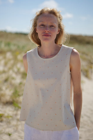 Linen Summer Polka Dot Top Cumbia from naturalil linen and viscose blend
