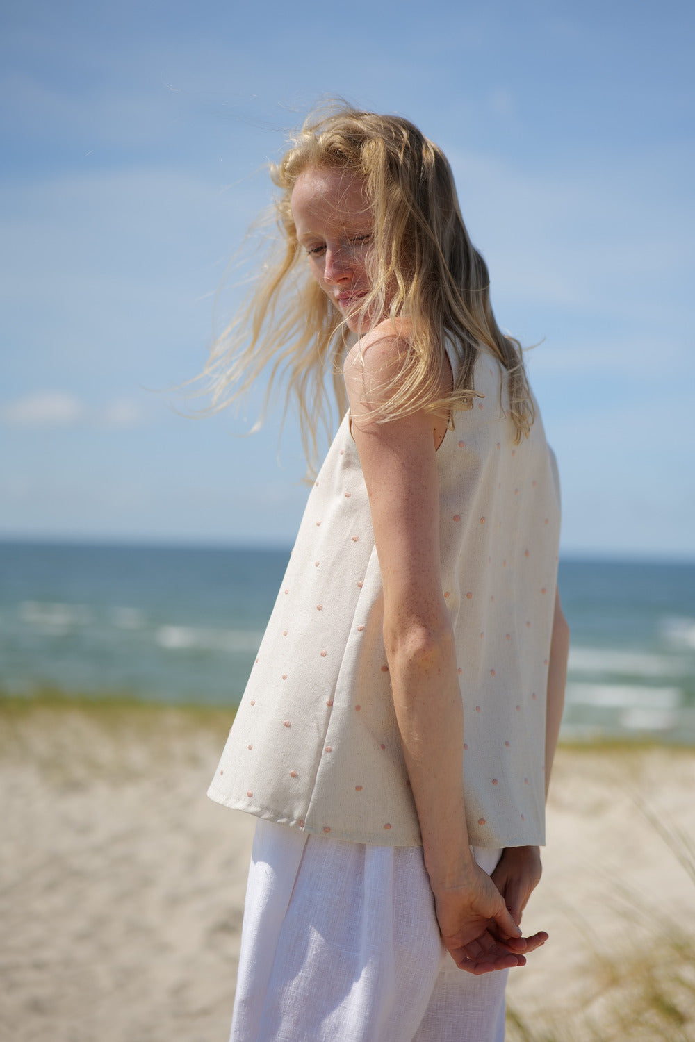  Polka Dot Top Cumbia made from linen and viscose perfect for summer