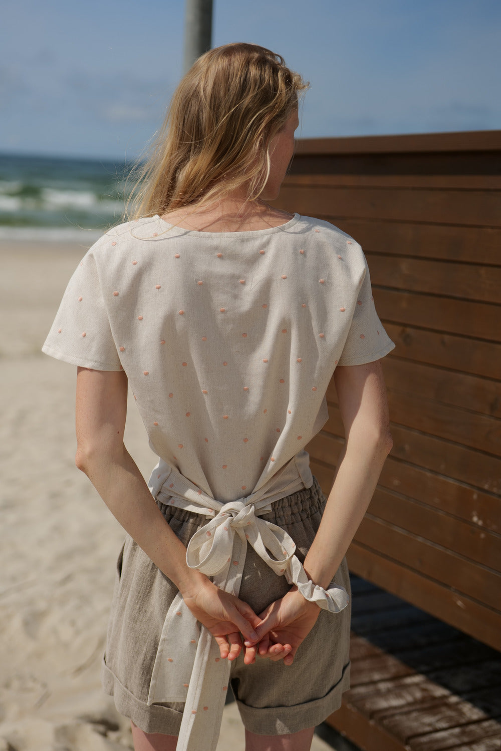 Linen Summer Polka Dot Top Samba T24 Old Linen Mill