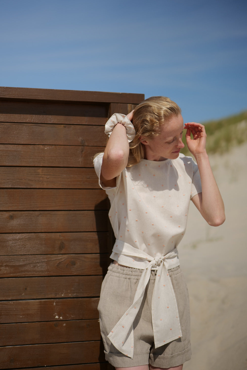 Linen Summer Polka Dot Top Samba T24 Old Linen Mill