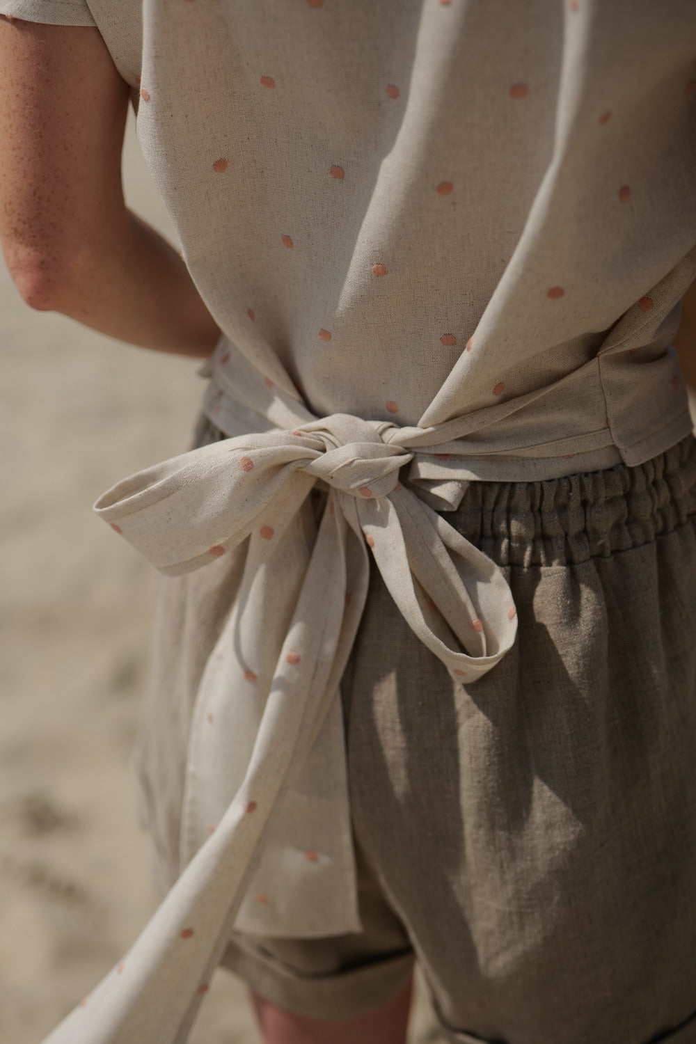 Linen Summer Polka Dot Top Samba T24 Old Linen Mill