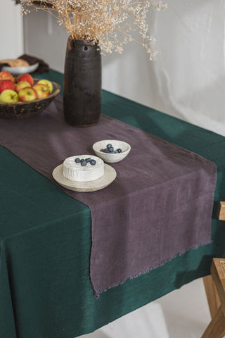 Linen Table Runner with Fringes Table Runner Old Linen Mill