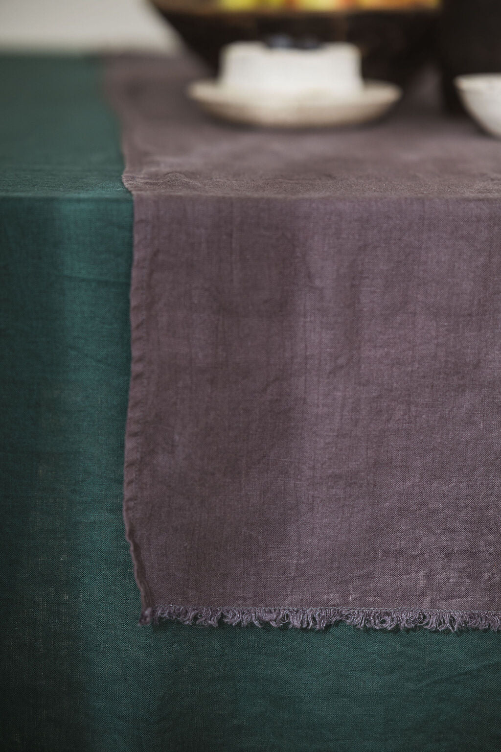 Linen Table Runner with Fringes Table Runner Old Linen Mill