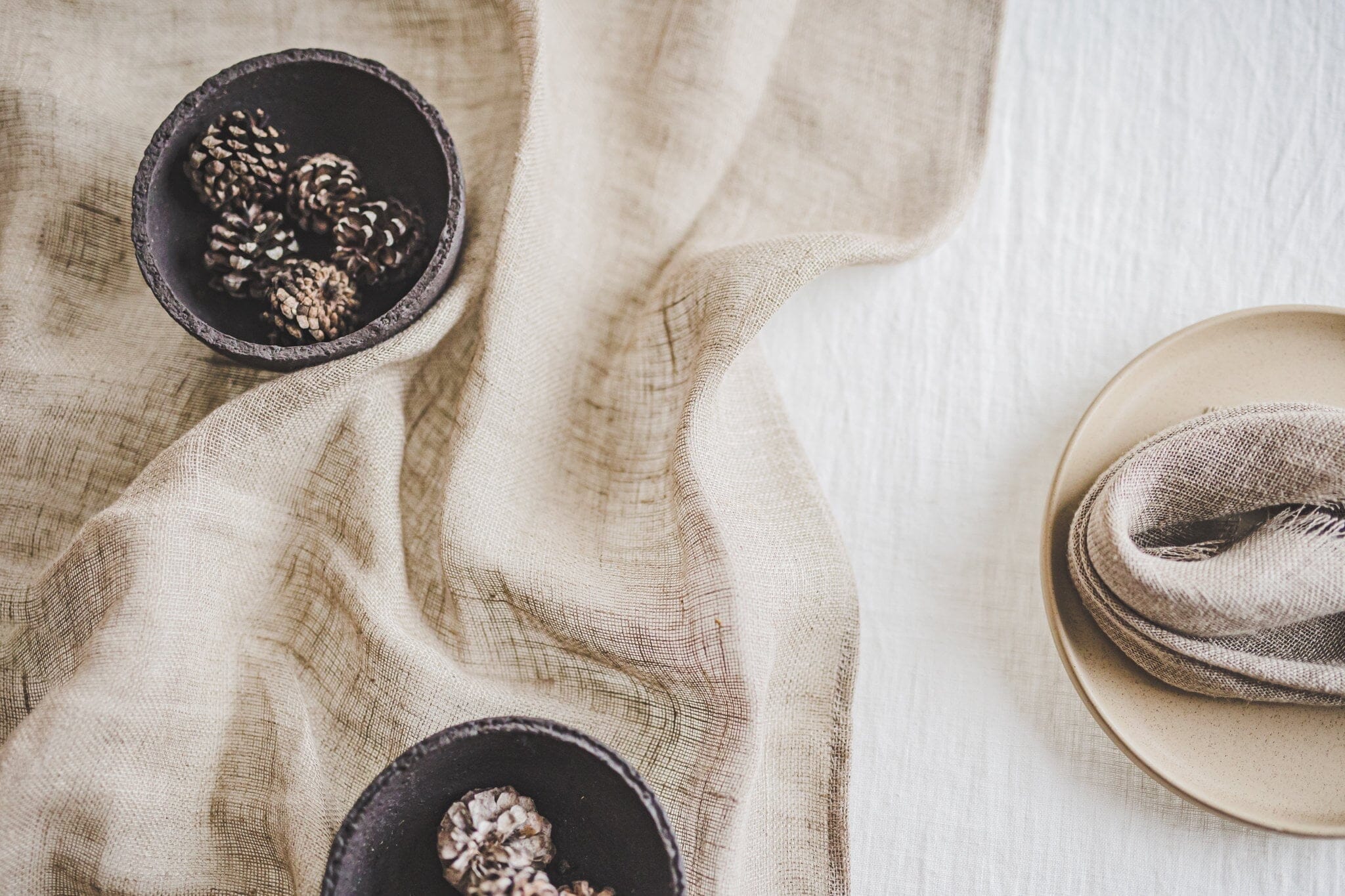Linen Table Runner with Raw Edge Fringes Old Linen Mill 