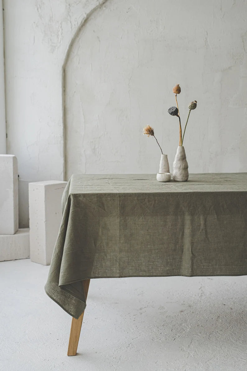 Linen Tablecloth Decor Old Linen Mill Ivory 140 x 170 cm; 55.1" x 67" 