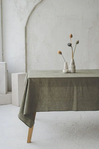Linen Tablecloth Decor Old Linen Mill Ivory 140 x 170 cm; 55.1" x 67" 