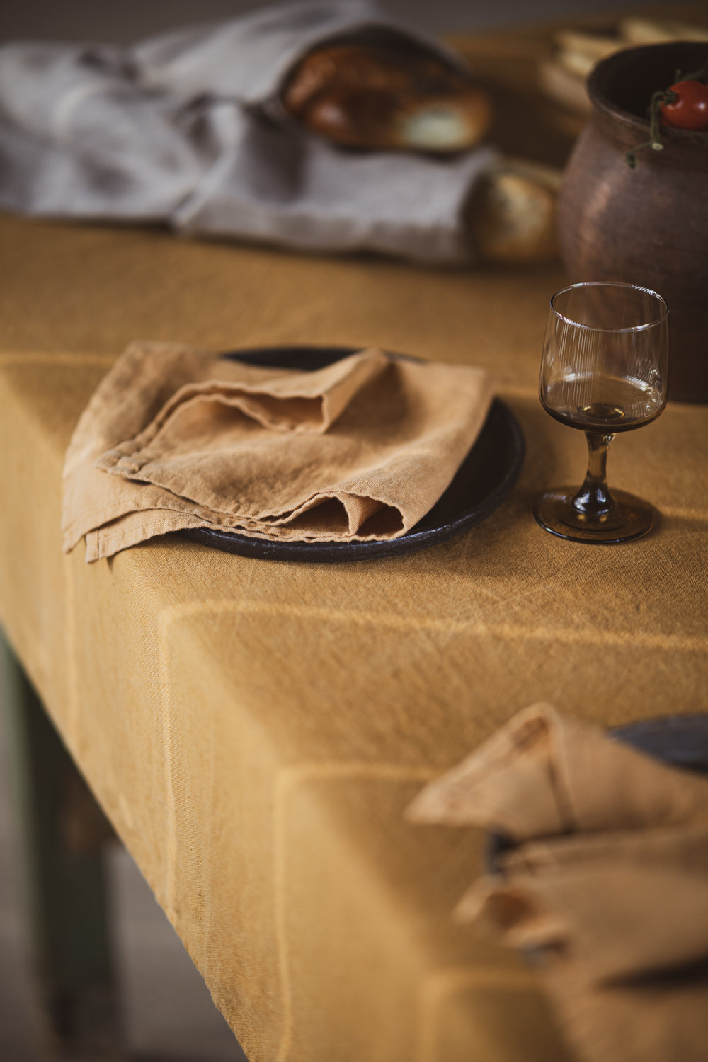 Linen Tablecloth in Honey Gold Old Linen Mill