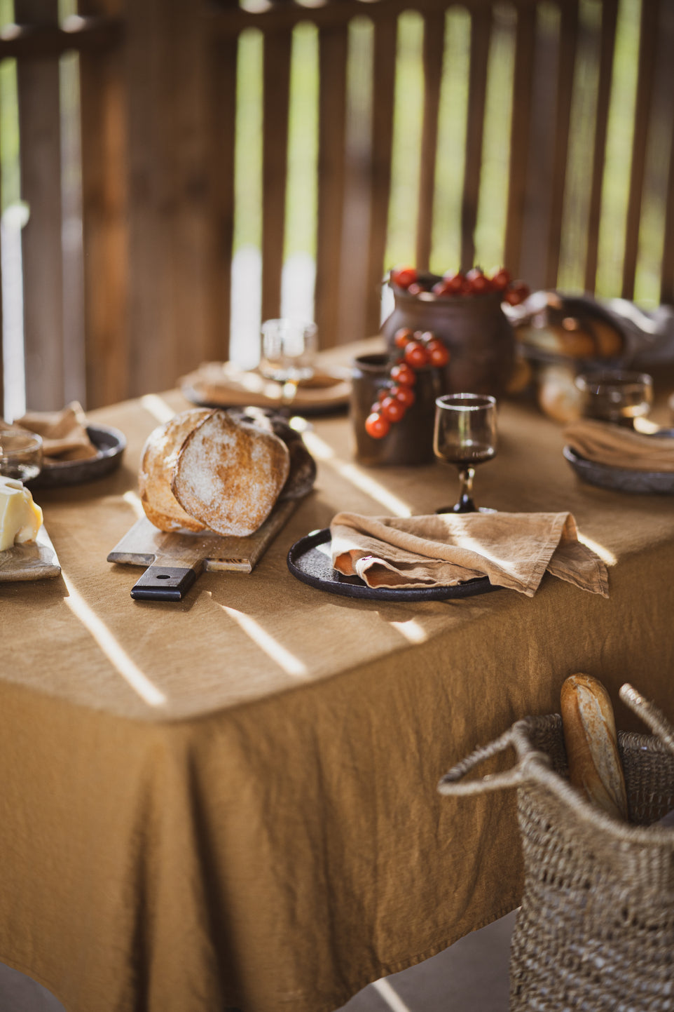 Linen Tablecloth in Honey Gold Old Linen Mill