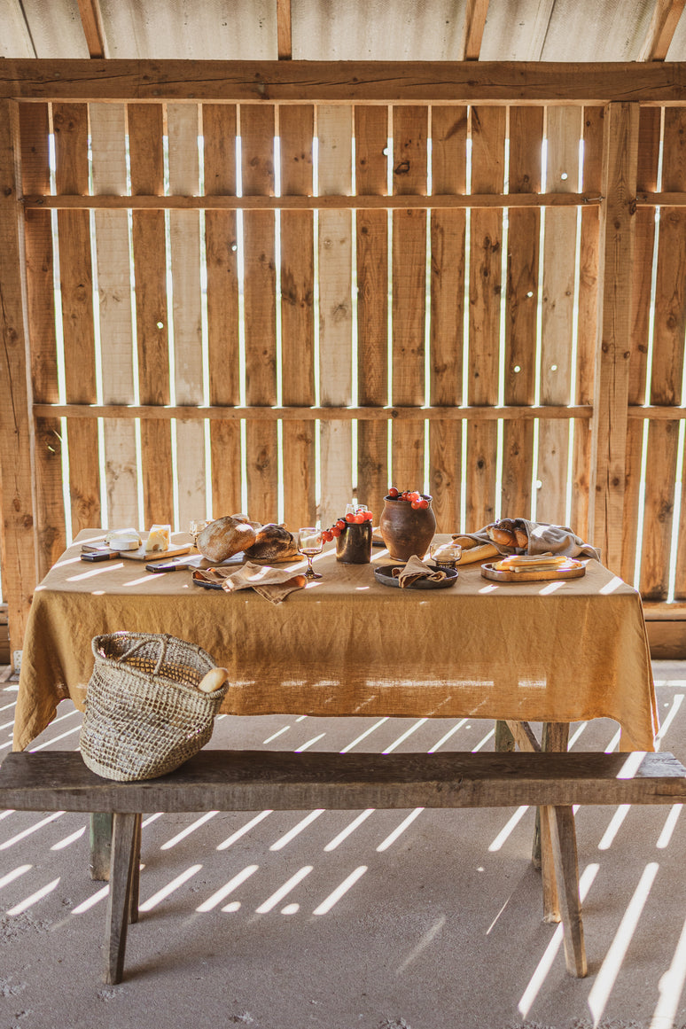 Linen Tablecloth in Honey Gold Old Linen Mill