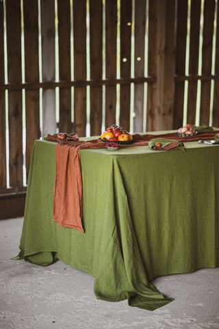 Linen Tablecloth in Moss Green Old Linen Mill