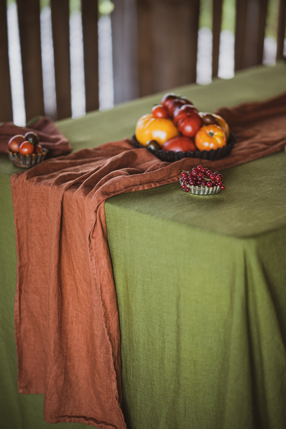 Linen Tablecloth in Moss Green Old Linen Mill