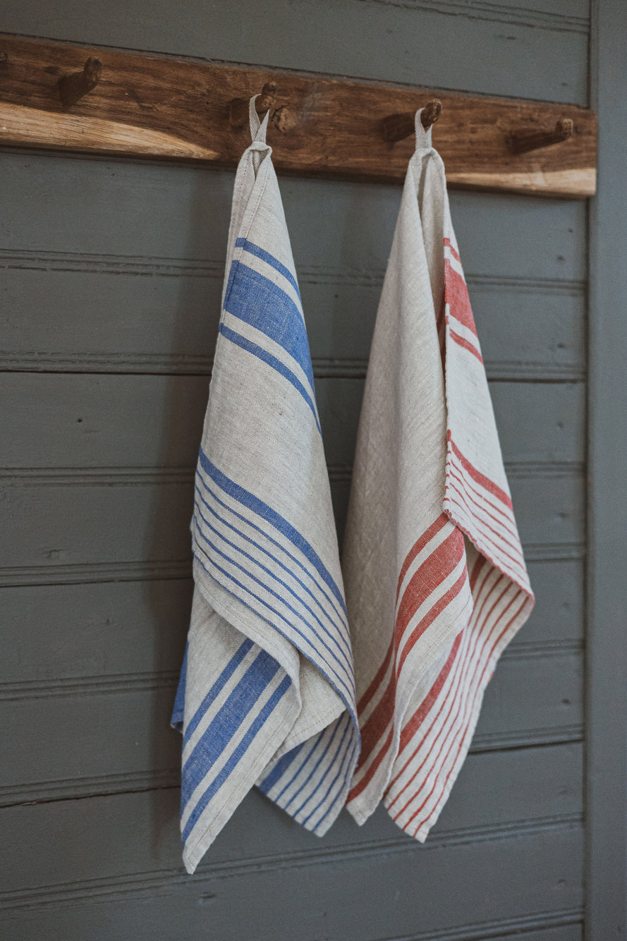 Linen Tea Towels – Set of 4 in Different Color Stripes TT50x70 Old Linen Mill
