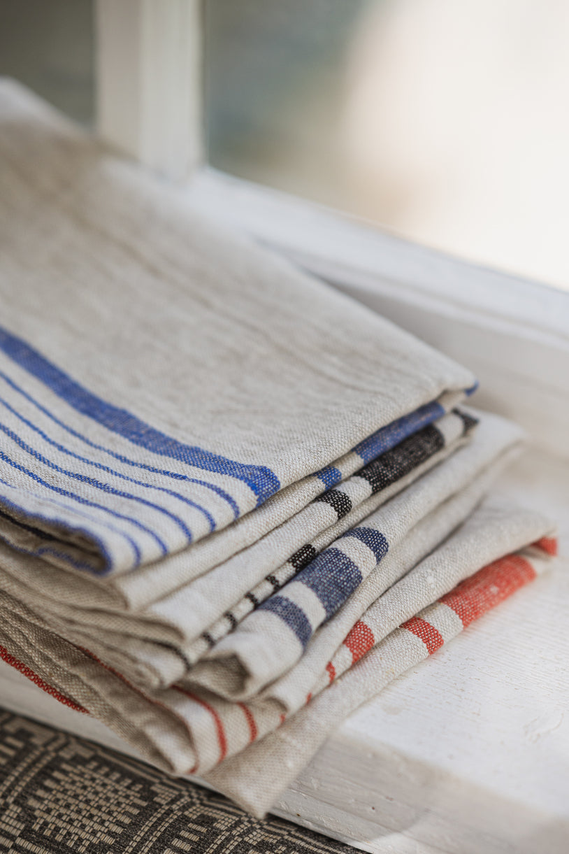 Linen Tea Towels – Set of 4 in Different Color Stripes TT50x70 Old Linen Mill