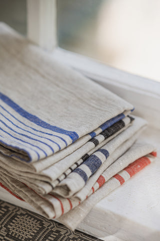 Linen Tea Towels – Set of 4 in Different Color Stripes TT50x70 Old Linen Mill