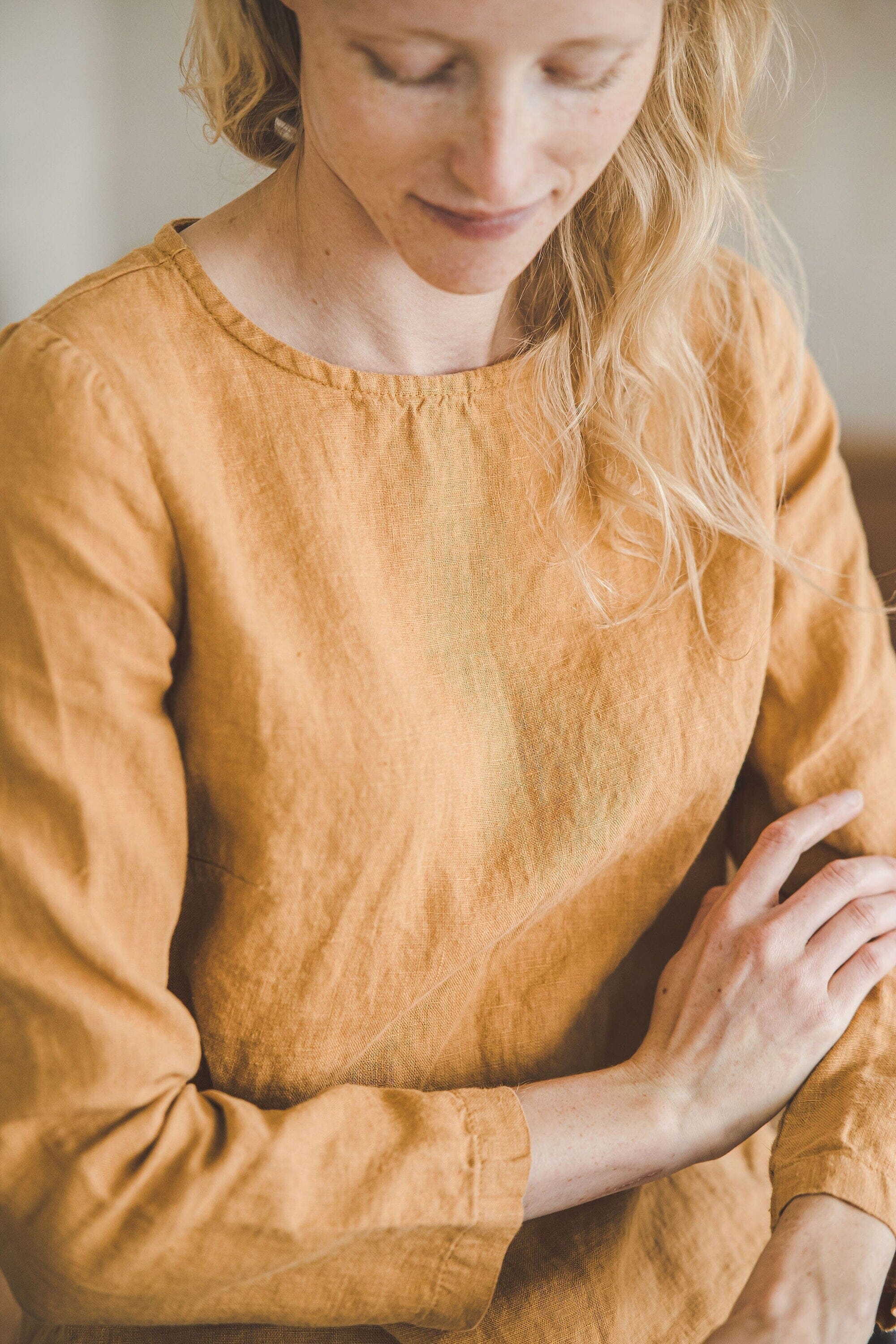 Linen Top Minimalist Long Sleeves Old Linen Mill 