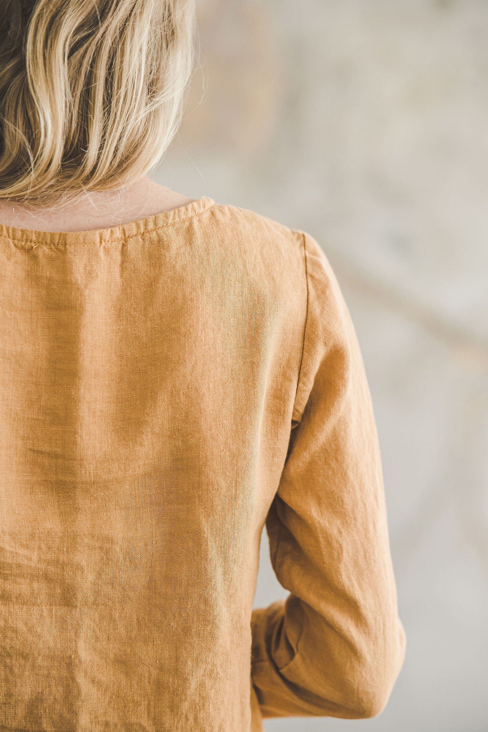 Linen Top Minimalist Long Sleeves Old Linen Mill 