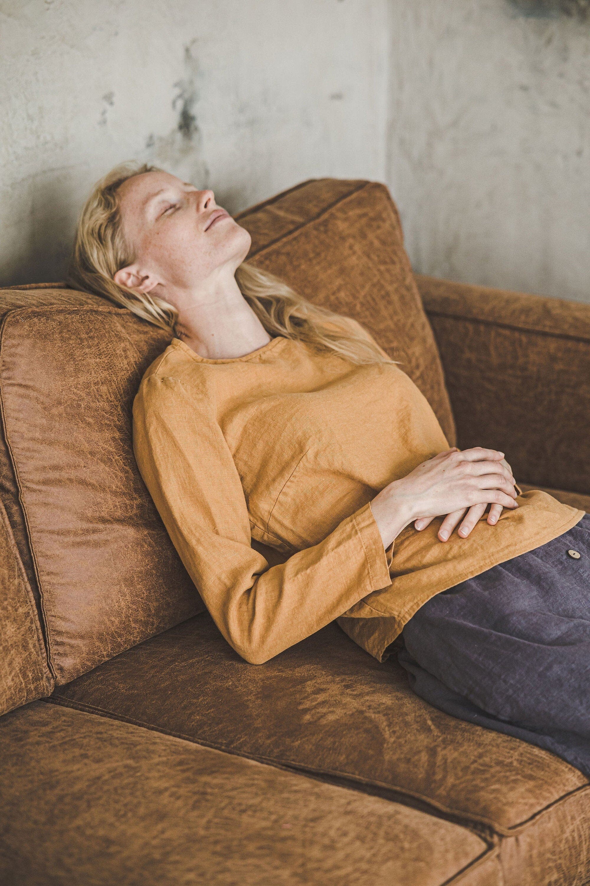 Linen Top Minimalist Long Sleeves Old Linen Mill 