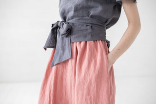 Linen Top Tie Waist Kimono Blouse Old Linen Mill 
