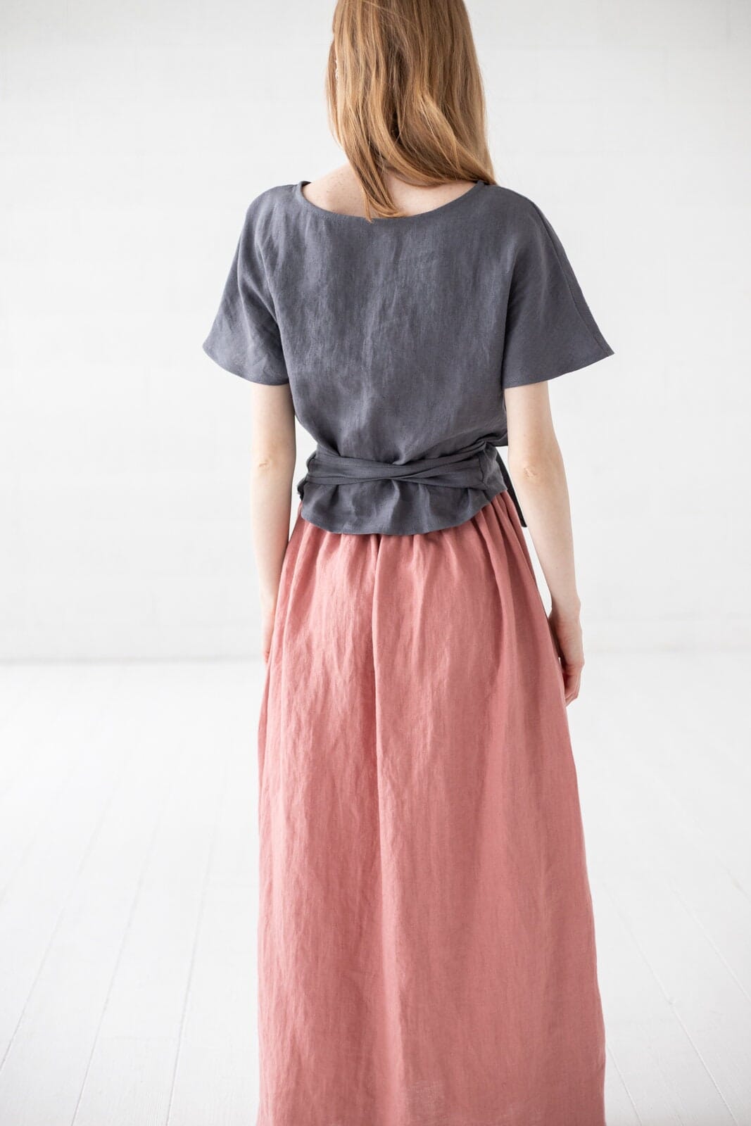 Linen Top Tie Waist Kimono Blouse Old Linen Mill 