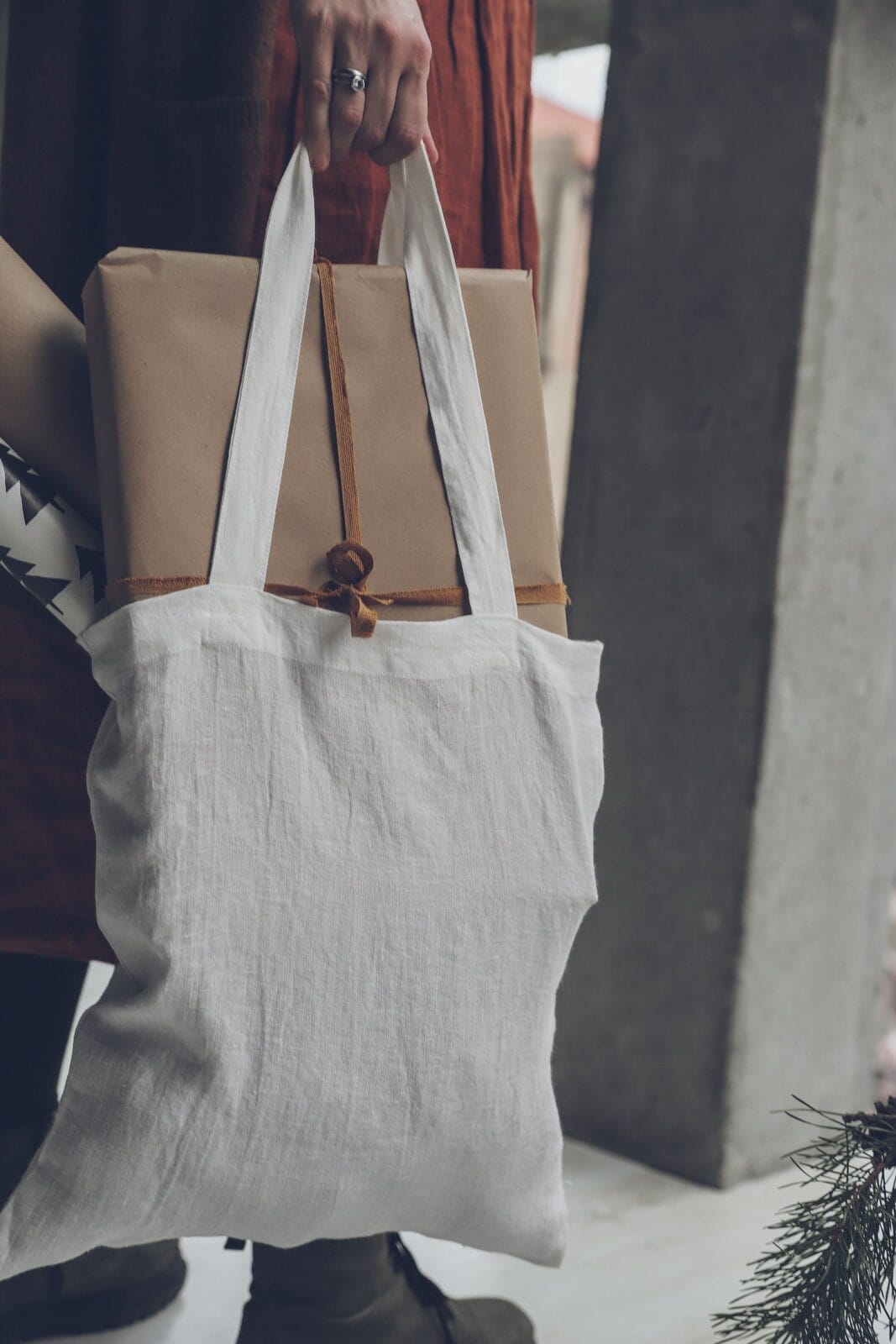 Linen Tote Bag Gift Idea Old Linen Mill Ivory 
