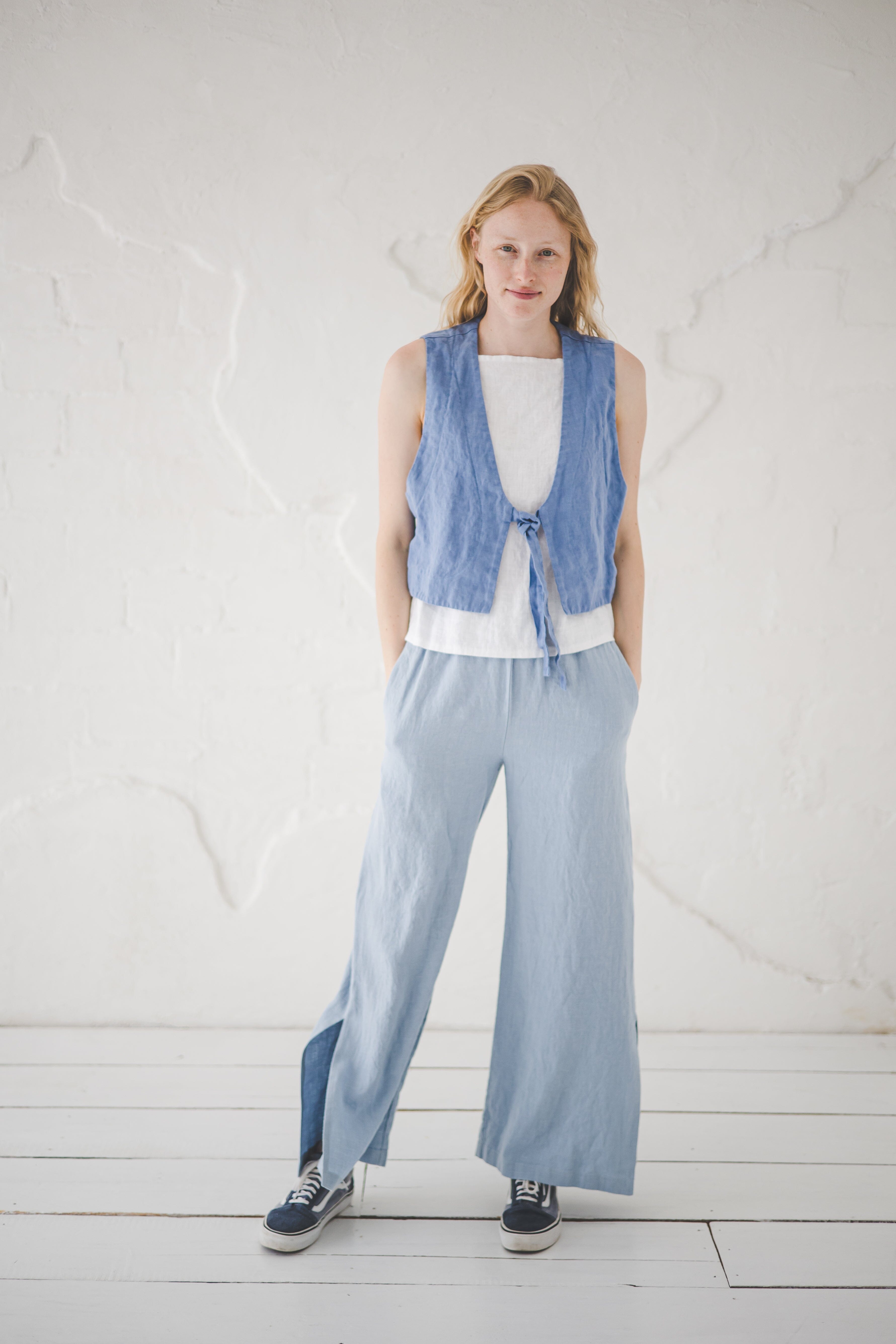 Linen Trousers with side slit Old Linen Mill