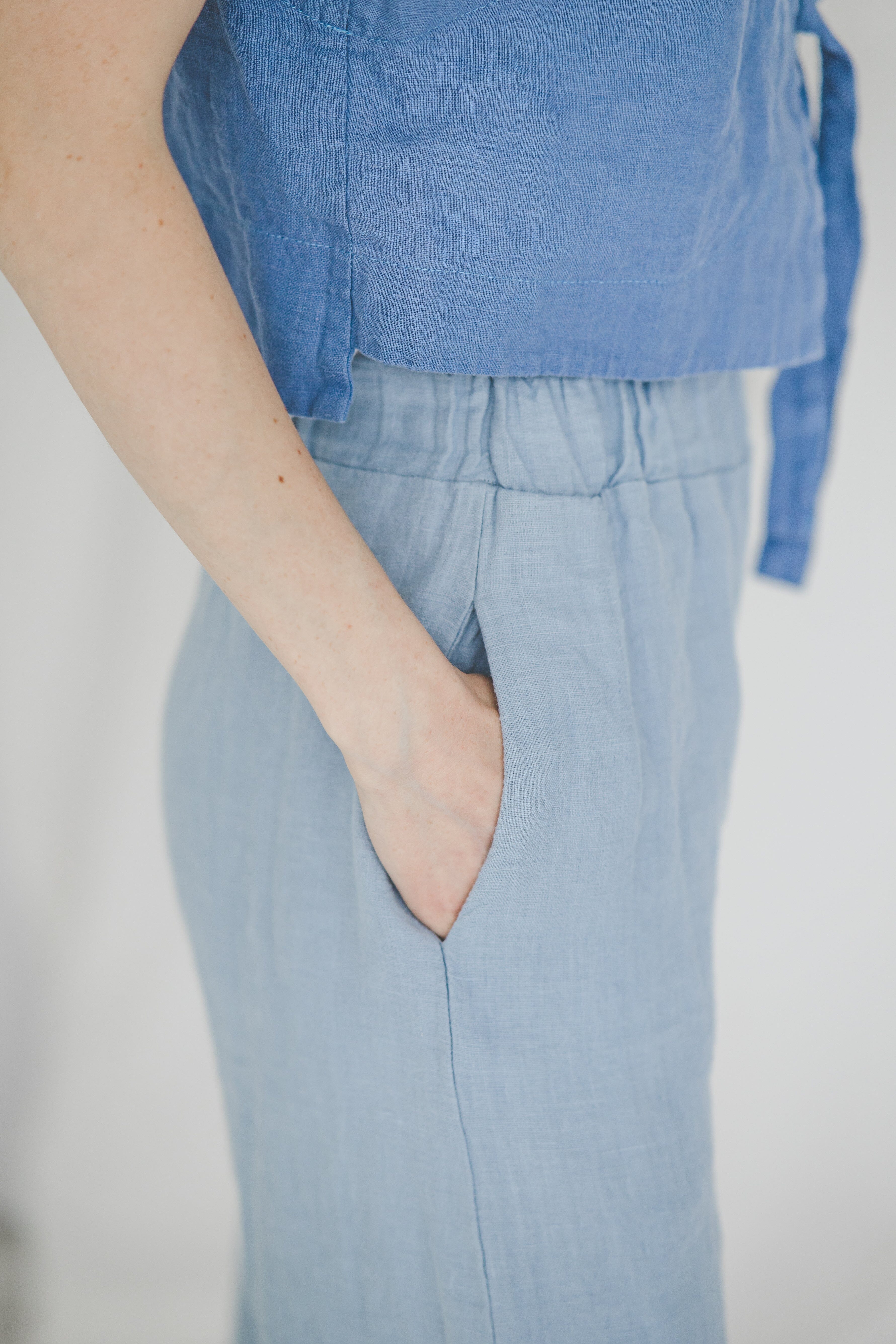 Linen Trousers with side slit Old Linen Mill
