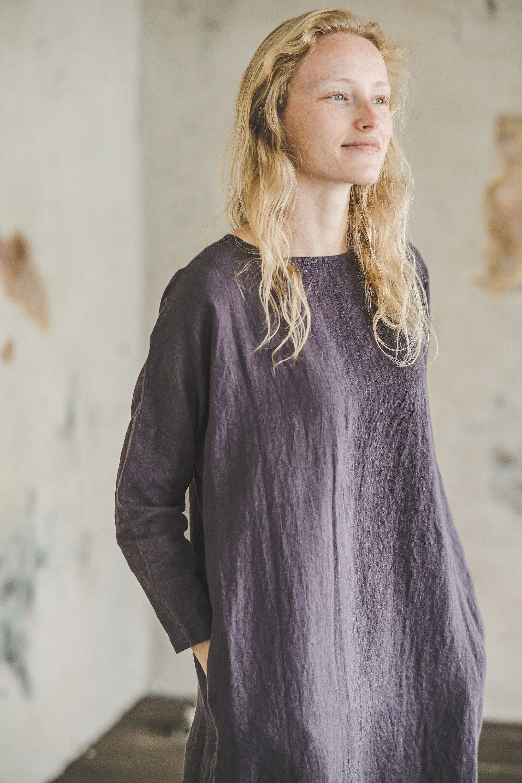 Linen Tunic Dress Loose Fitting Old Linen Mill 