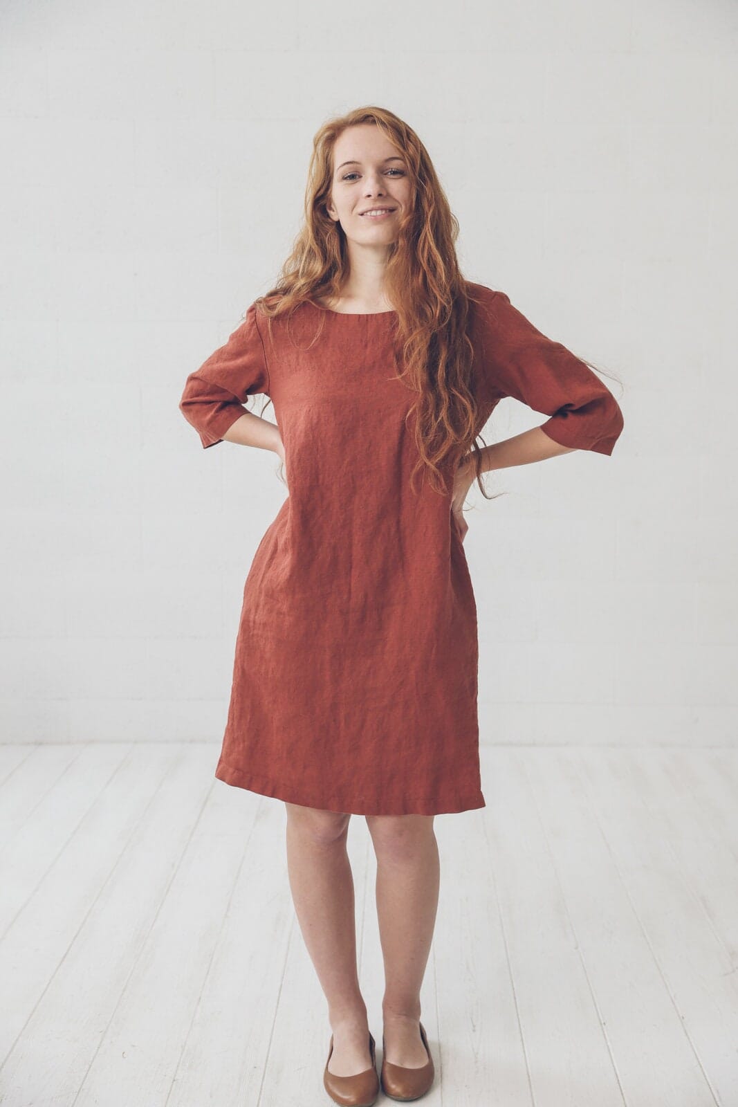Linen Tunic Dress with Pockets Old Linen Mill 
