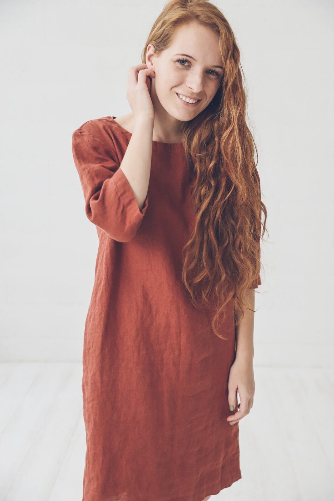 Linen Tunic Dress with Pockets Old Linen Mill 