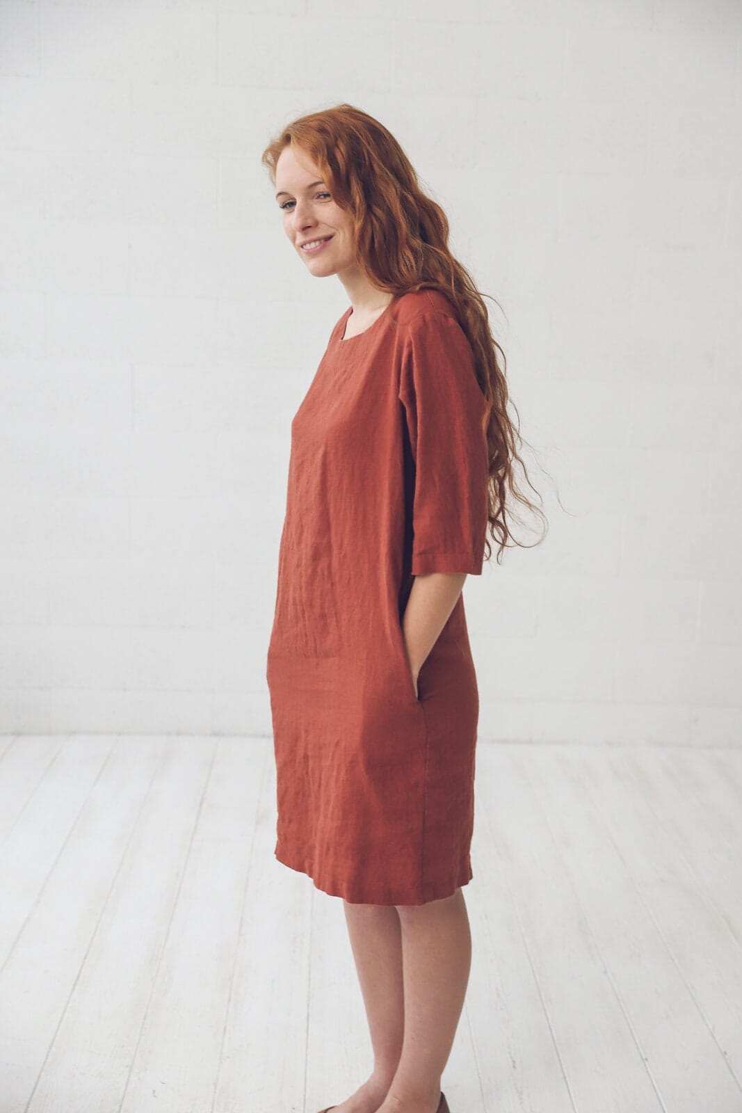 Linen Tunic Dress with Pockets Old Linen Mill 