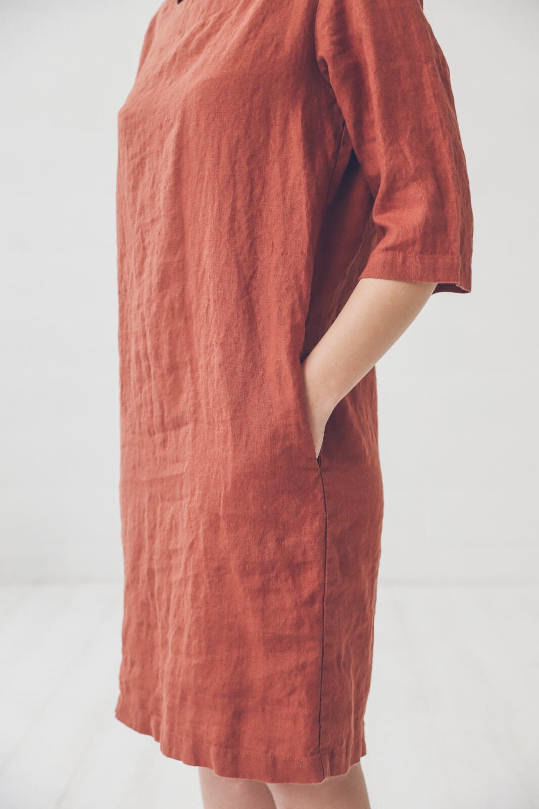 Linen Tunic Dress with Pockets Old Linen Mill 