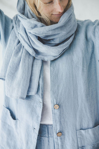 Linen Unisex Scarf Old Linen Mill Light Blue 