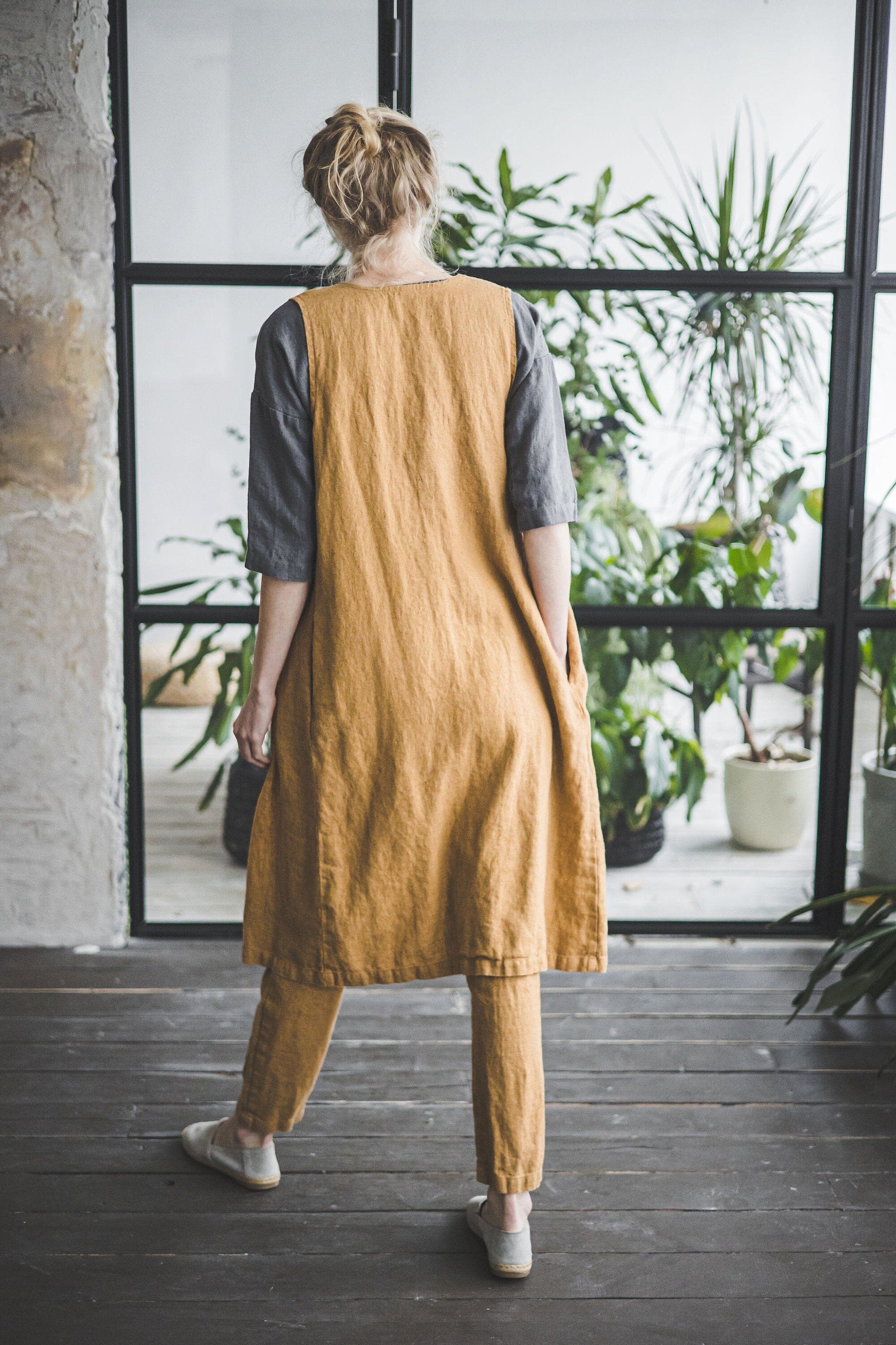 Linen Vest Button Down Long Jacket Old Linen Mill 