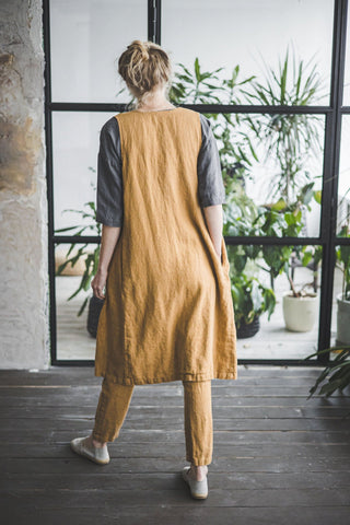 Linen Vest Button Down Long Jacket Old Linen Mill 