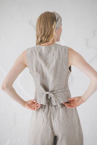 Linen Vest with Back Ties 246 Old Linen Mill