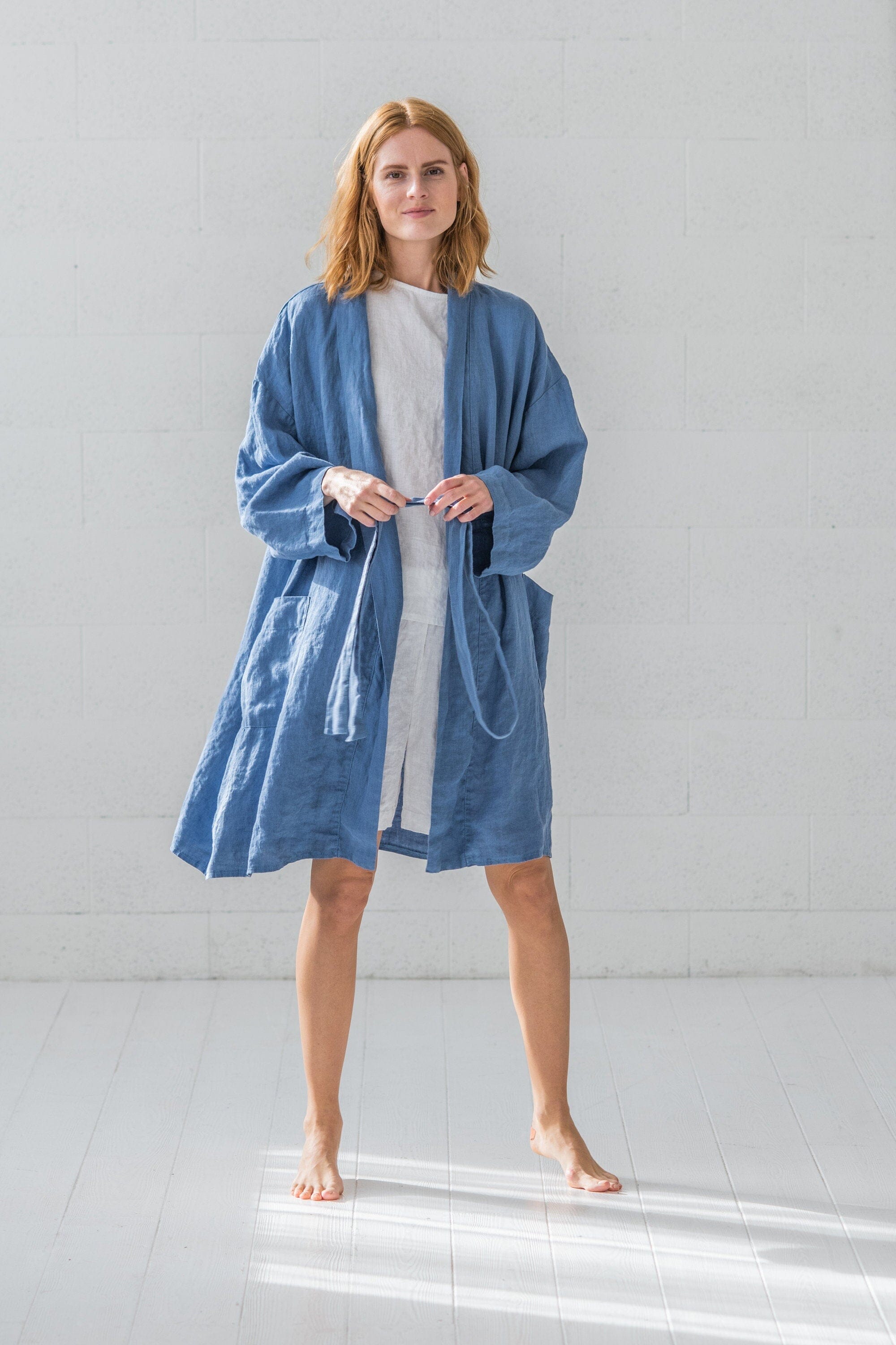 Long Linen Bathrobe Gift For Her Old Linen Mill 