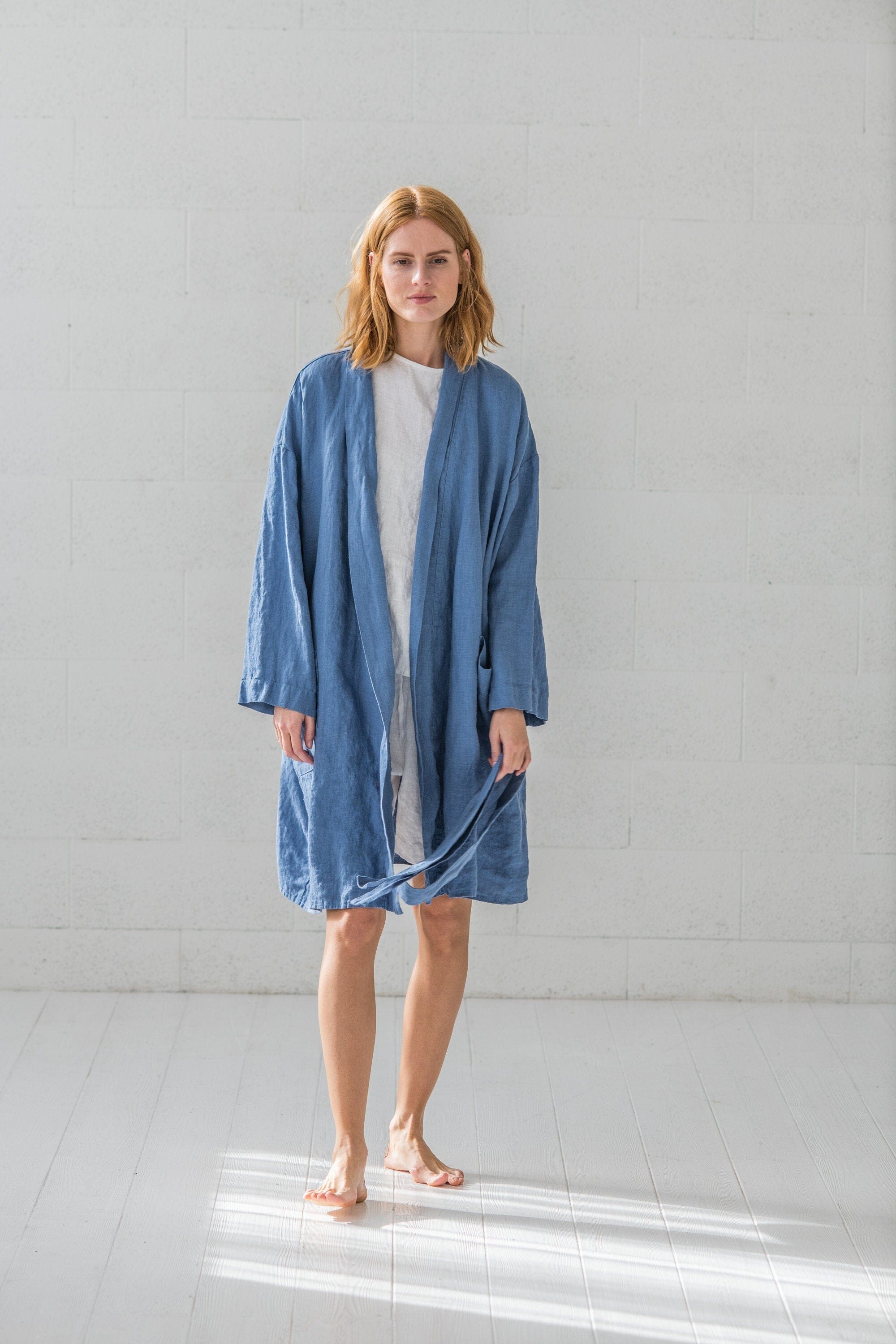Long Linen Bathrobe Gift For Her Old Linen Mill 