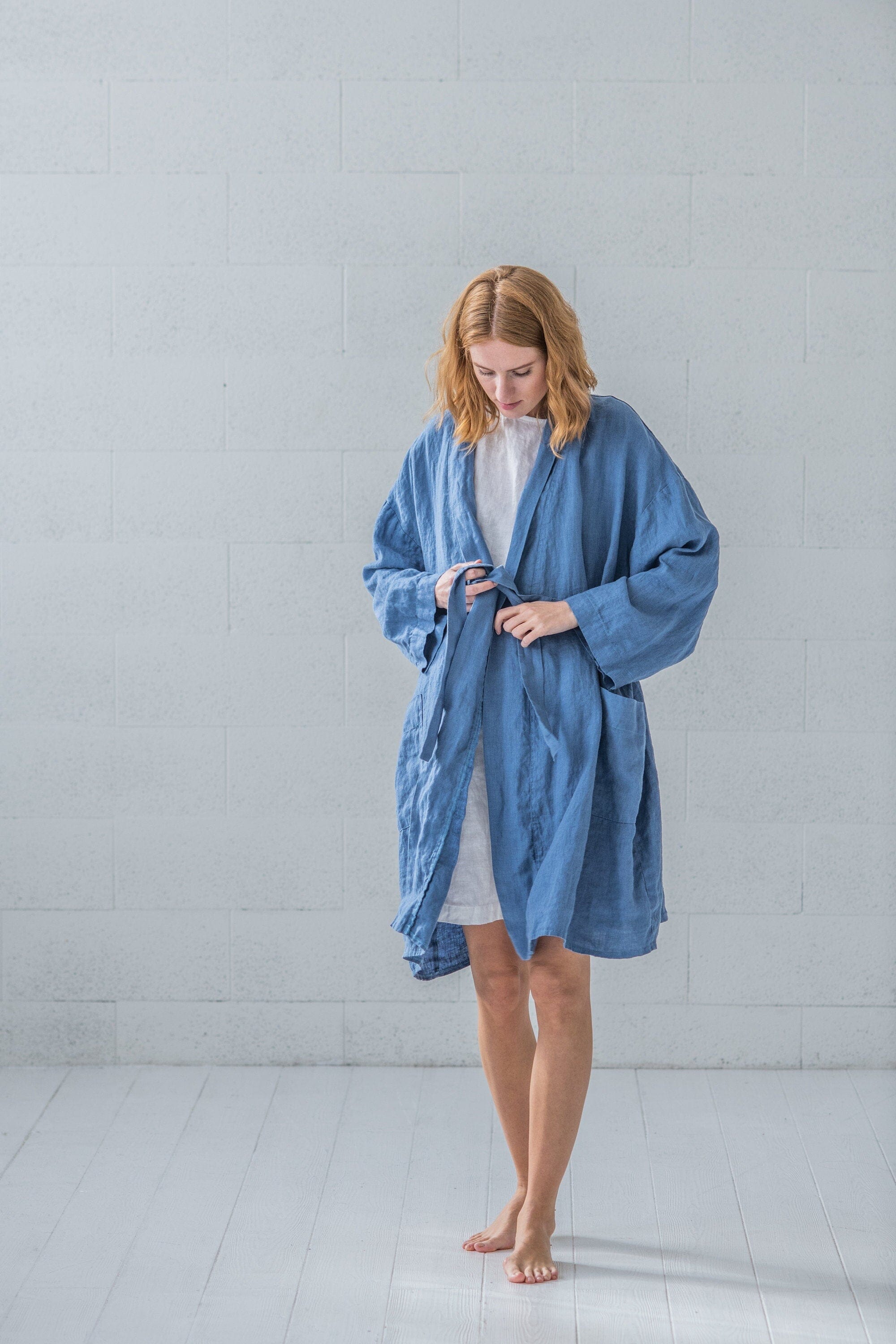Long Linen Bathrobe Gift For Her Old Linen Mill 