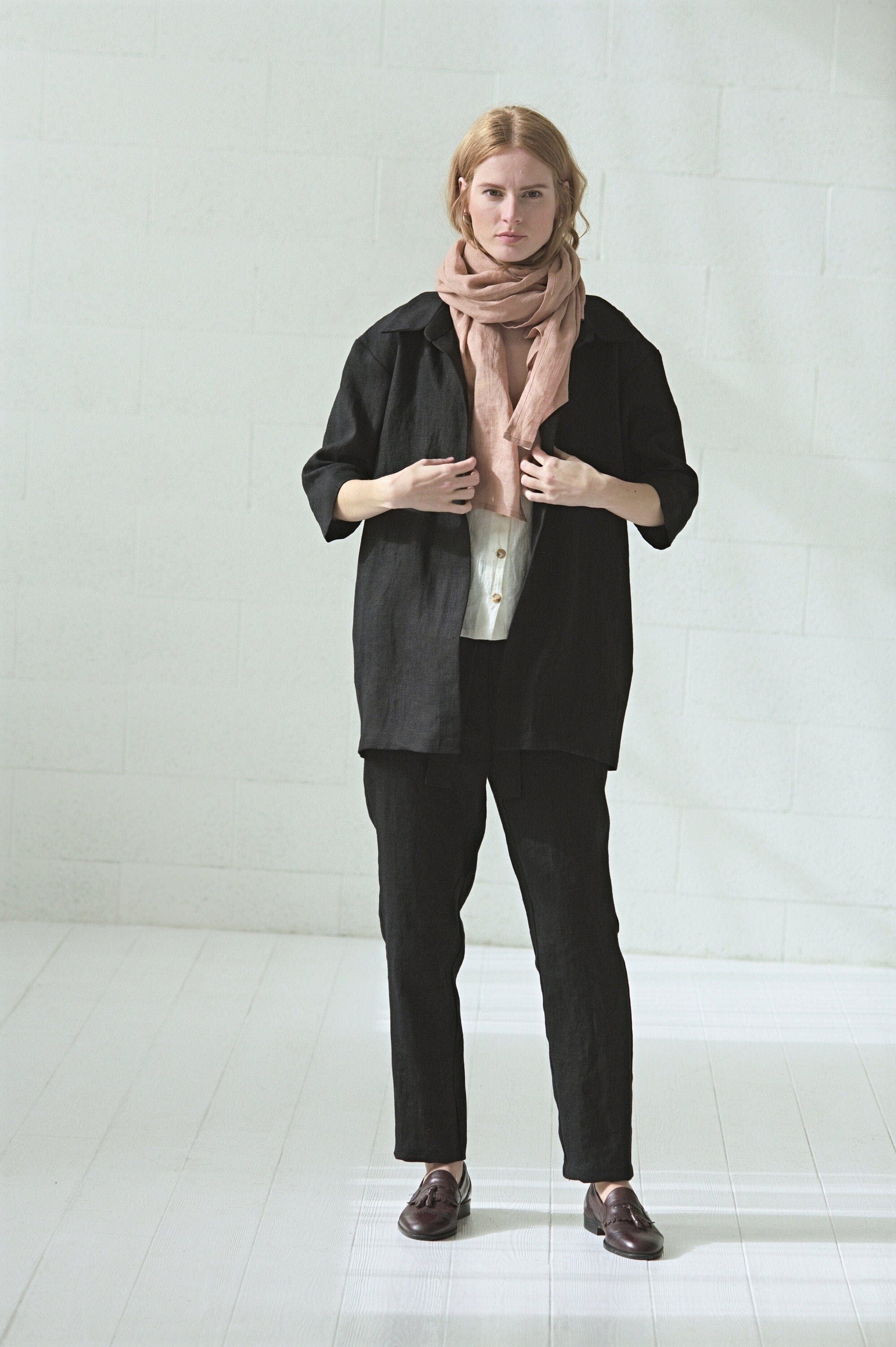 Long Linen Scarf for Women Old Linen Mill 